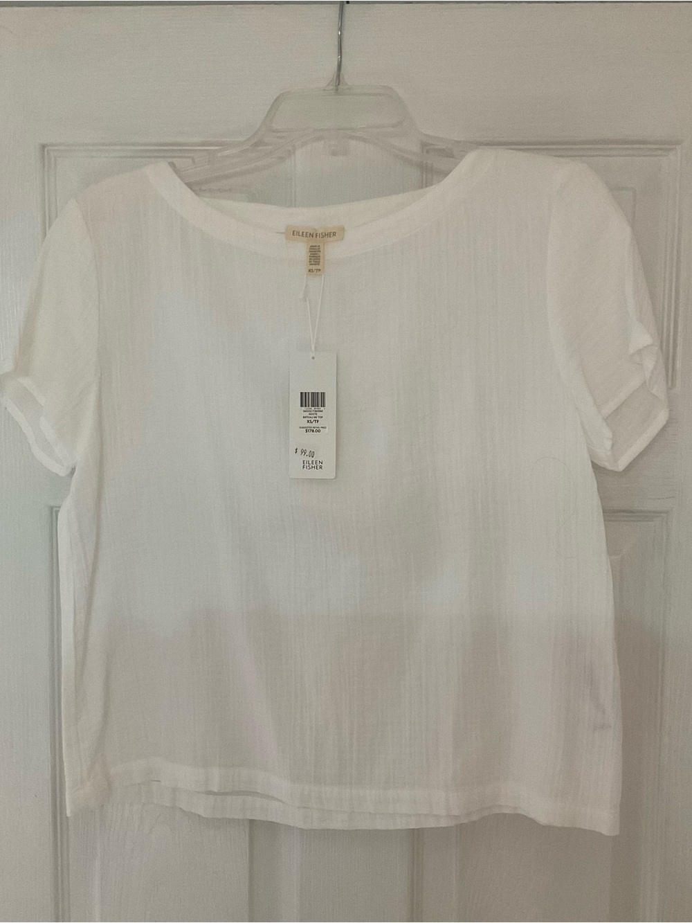 Eileen Fisher White Short-Sleeve Boxy Tee